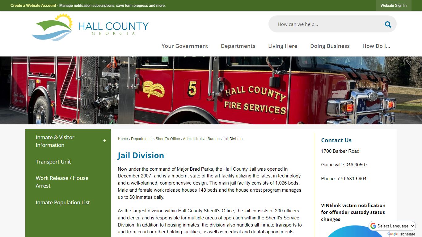 Jail Division | Hall County, GA - Official Website
